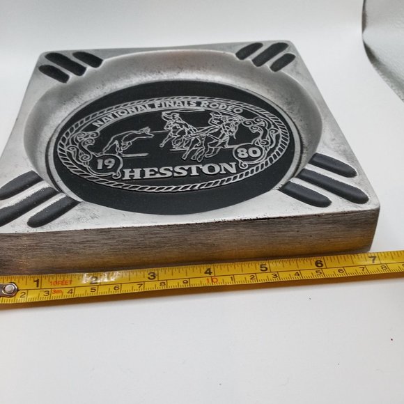 1980 NFR Rodeo Ashtray Cowboy Hesston RARE National Finals Team Ropers Roping - Picture 5 of 8